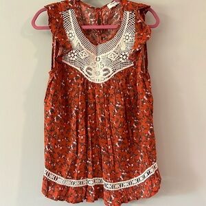 Umgee - small, cotton floral crochet blouse, tank